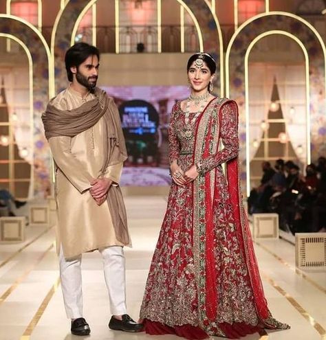 Mawra Hocane and Ameer Gilani pics from Hum Bridal Couture Week 2021 Day 2. Ayeza Danish, Pakistani Bridal Dresses Online, Mawra Hocane, Danish Taimoor, Suzuki Bikes, Bridal Couture Week, Pakistani Couture, Dress Colour, Ayeza Khan