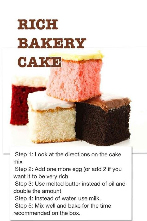 How To Make A Box Cake Mix Like A Bakery, How To Make A Boxed Cake Like A Bakery, How To Dr A Box Cake, Make A Cake Mix Taste Like A Bakery Cake, Cake Tasting Presentation, Making Box Cake Mix Taste Like Bakery, Cakes To Make, Boxed Cake Mixes Recipes, Milk Cake