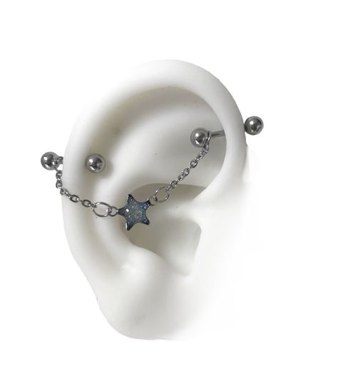 Whether you are a piercing enthusiast or just looking to add a touch of elegance to your look, this industrial piercing will express your individuality and unique style. My handmade industrial piercing jewelry with short bars provides a more comfortable and secure fit, allowing you to showcase your style without any compromise. The shorter bars ensure a perfect fit, avoiding any discomfort. you can wear the bars without the chains 316L surgical steel bars to avoid the risk of allergic reactions Chained Industrial Piercing, Industrial Piercing Alternative, Faux Industrial Piercing, Floating Industrial Piercing, Cute Industrial Piercing Jewelry, Piercing Decoration, Ear Piercing Industrial, Industrial Piercing Aesthetic, Chain Industrial Piercing