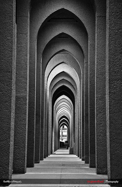 Je ziet hier herhaling en de afbeelding heeft een centrale compositie Shape Photography, Line Photography, Peisaj Urban, Pattern Photography, Foto Transfer, Elements And Principles, Principles Of Art, Black And White Photograph, Principles Of Design