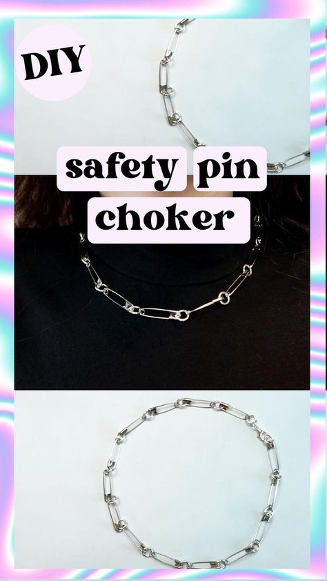 Pin on Art/Craft Ideas Alt Safety Pin Diy, How To Make A Safety Pin Necklace, Safety Pin Crafts Diy, Safety Pin Necklace Diy, Punk Accessories Diy, Safety Pin Jewelry Diy, Megan Weller, Punk Jewelry Diy, Diy Safety Pin