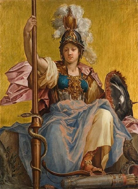 Minerva Is Often Identified With The Greek Athena, But Her Origins Ran Deeper | Ancient Origins Minerva Goddess, Mythology Paintings, 18th Century Paintings, Roman Gods, Art Promotion, Athena Goddess, Ancient Origins, Roman Mythology, Mythology Art