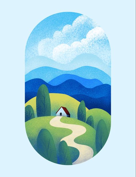 nature, landscape, house, sky Hills Illustration, Drawing On Ipad, Stylized Landscape, Scenery Illustration, Illustration Landscape, Illustration Art Design, Procreate Tutorial, Nature Drawing, Logo Creation