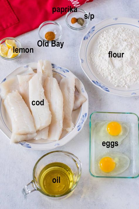 You can make this easy Pan-Fried Cod Fish in less than 30 minutes! You just need eggs and seasoned flour to coat the fish before frying it in oil. This will become your go-to recipe for fried fish on the stove! #friedcod #panfriedcod #panfriedcodfish Frying Cod Fish, Keto Fried Cod Fish Recipes, Fry Cod Fish Recipes, How To Fry Cod Fish, How To Fry Fish On The Stove, Cod Fillet Recipes Pan Fried, Deep Fried Cod Fish Recipes, Fish Coating For Frying, Breaded Cod Recipes