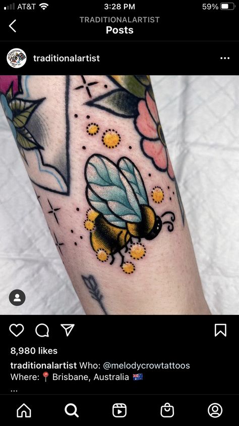 Old School Bee Tattoo, Bee Tattoo Ideas, Honey Bee Tattoo, Honeycomb Tattoo, Lady Bug Tattoo, Petit Tattoo, Tattoo Filler, Tattoo Old School, Bug Tattoo