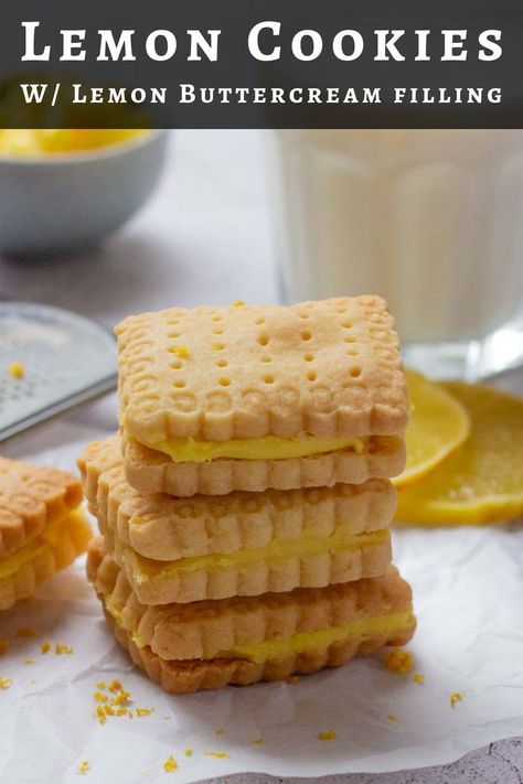 Lemon Sandwich Cookies, Lemon Sandwich, 100 Cookies Recipe, Cookies With Lemon, Lemon Biscuits, Cookies Lemon, Sandwich Biscuits, Lemon Cookies Recipes, Biscuit Sandwich