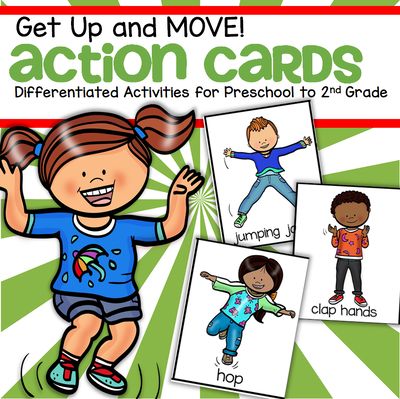 Set of action cards from kidsparkz.com Attention Activities, Songs For Teachers, Gym Games For Kids, Afternoon Crafts, Physical Activities For Kids, Kindergarten Printables, Activities For Preschool, Early Childhood Classrooms, Action Cards