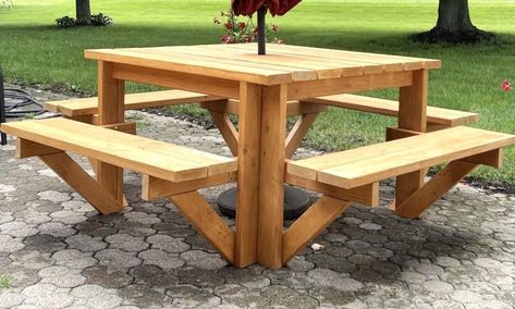 Square Picnic Table Project How To Build A Picnic Table, Picnic Tables Ideas, Square Picnic Table Plans, How To Make A Low Picnic Table Diy, 8 Ft Picnic Table Plans, Low To Ground Picnic Table Diy, Composite Picnic Table Plans, 2 Person Picnic Table Plans, Pallet Picnic Tables