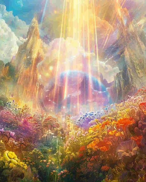 Rainbow Garden🌈｜original spiritual artwork 🧚🏻original AI art combine with spirituality 👉commercial use unavailable #healingart #spiritualart #spiritualawakenings #spiritualhealing #arthealing #aiartist Universe Art Spiritual, Spiritual Art Soul Universe, Spiritual Growth Art, Opal Fusion, Spiritual Art Soul, Awakening Art, Rainbow Garden, Spiritual Artwork, Universe Art