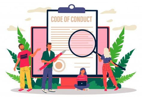 Business people studying code of conduct... | Premium Vector #Freepik #vector #character #cartoon #office #marketing Software Development Programming, People Studying, Office Marketing, Big Data Visualization, Future Technology Concept, Writing Code, Illustration Story, Computer Engineering, Character Cartoon