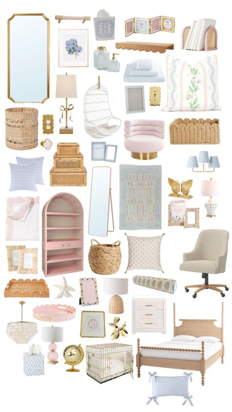 Aesthetic College Bedroom Ideas, Pink Costal Bedroom Ideas, Pink Blue Green Bedroom, Coastal Apartment Decorating Ideas, Beachy Room Inspo Aesthetic, Things To Put In Your Room, Seashell Room Decor, Tropical Room Ideas Bedroom, Cute Vanity Ideas