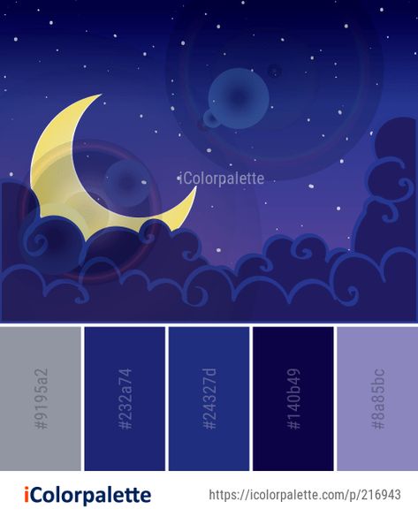 Color Palette Ideas from Blue Sky Atmosphere Image Star Colour Palette, Night Blue Color Palette, Starry Color Palette, Night Color Palette Illustration, Blue Logo Palette, Blue Sky Color Palette, Stars Color Palette, Sleep Color Palette, Night Palette