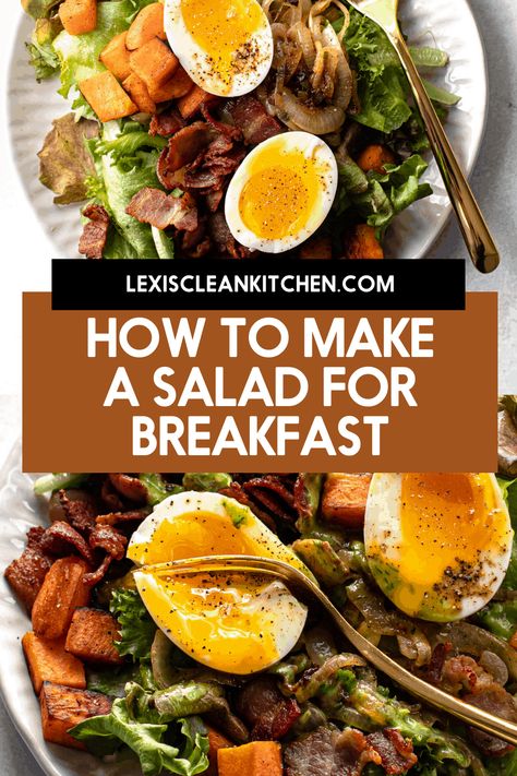 Boiled Egg Recipes, Lexi's Clean Kitchen, Potato Breakfast, Seasoned Veggies, Bacon And Eggs, Breakfast Salad, Sweet Potato Breakfast, Vegetarian Salads, Seafood Salad