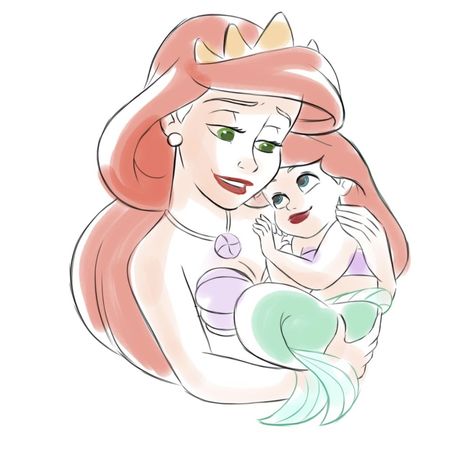 Disney Girl Characters, Ariel Baby, Disney Mermaid, Little Mermaid Characters, Princess Illustration, Baby Ariel, Cute Disney Drawings, Disney Princess Ariel, Mermaid Disney