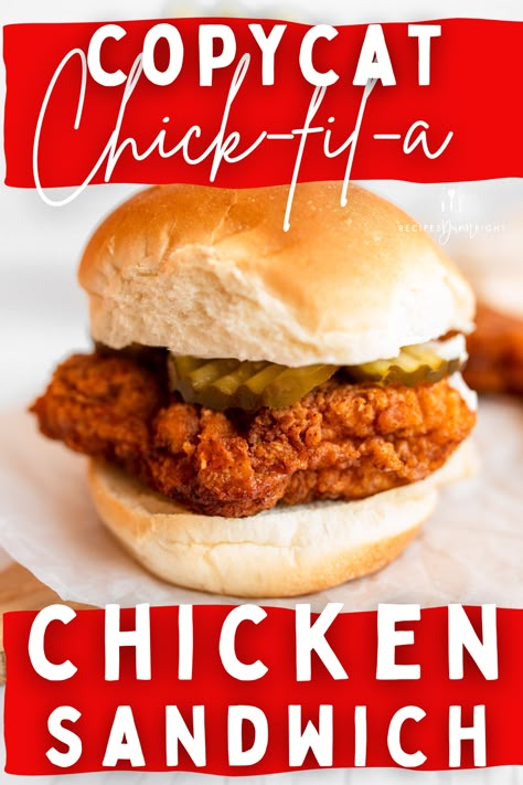 Chick Fil A Chicken Sandwich Recipe, Chick Fil A Recipe, Chick Fil A Sandwich, Spicy Chicken Sandwich, Chicken Sandwich Recipe, Copycat Chick Fil A, Spicy Chicken Sandwiches, Chicken Sandwich Recipes, Fried Chicken Sandwich