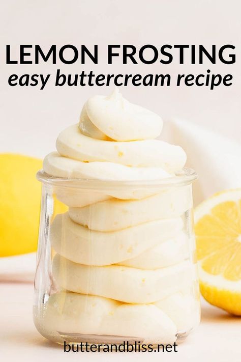 Easy from-scratch lemon buttercream frosting! Bright frosting made with lemon juice and lemon zest. Easy Lemon Icing, Lemon Frosting Recipe Easy, Light Lemon Frosting, Lemon Frosting Recipe, Lemon Frosting Recipes, Gluten Free Vanilla Cake, Lemon Buttercream Frosting, Lemon Frosting, Small Batch Baking