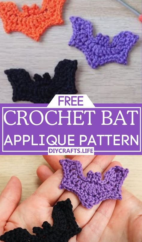 Halloween Craft Aesthetic, Bat Granny Square Pattern, Dark Crochet Patterns, Halloween Crochet Easy, Crochet Halloween Ornaments, Crochet Patterns For Halloween, Yarn Scrap Projects Crochet, Flat Crochet Pattern, Bat Granny Square