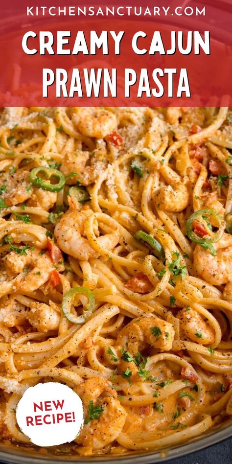 Cajun Linguine Pasta, Prawn Recipes Pasta, Prawn Dinner Recipes, Prawn Recipes Healthy, Cajun Prawn Pasta, Creamy Cajun Linguine, Creamy Prawn Pasta Recipe, Cajun Prawns, Prawns Pasta