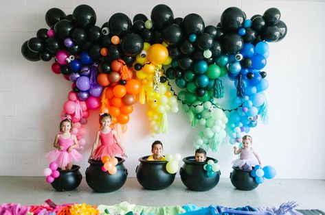 Cotton Candy Costume, Party Decorations Black, Tissue Paper Garland, Black Birthday Party, Tassel Banner, Rainbow Halloween, Halloween Themed Birthday Party, Tissue Paper Garlands, Tissue Paper Tassel Garland