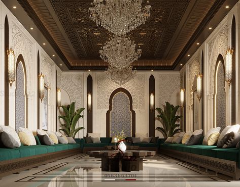 HALL IN UAE :: Behance Classic Villa Exterior, Arabic Living Room, Moroccan Living Room, Classic Villa, Aspects Of Life, The Architect, Moroccan Design, Salon Design, Beautiful Doors