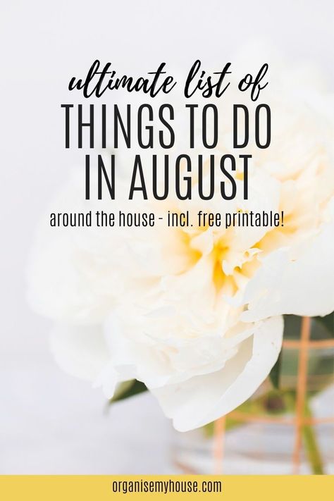 Things to do in August that will help sort your home and life easily. Inspiration & ideas for your calendar / planner or bullet journal - incl. free printable TO DO list, August facts & quotes, & birthday gift ideas. Make the month of August your most productive and happy ever! August To Do List, Things To Do Every Month, August Zodiac Sign, Household Cleaning Schedule, August Challenge, Printable To Do List, Hello August, August Month, Goal List