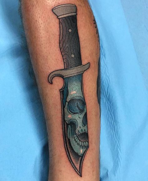 Skull Knife Tattoo, White Raven Tattoo, Skull Knife, Watch Tattoo Design, Cool Pocket Knives, Watch Tattoo, Knife Tattoo, White Raven, Manga Ideas