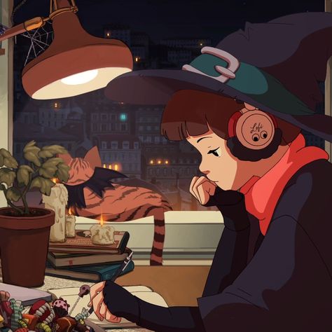 Lofi Girl, Lofi Aesthetic, Cozy Halloween, Anime Halloween, Studio Ghibli Art, Girl Halloween, Ghibli Art, Halloween 2024, Dreamy Art