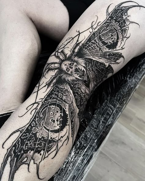 Sensory Processing Disorder Tattoo, Gothic Full Sleeve Tattoos, Crazy Back Tattoos, Decaying Tattoo, Dark Goth Tattoos, Blegh Deathcore Tattoo, Gothic Half Sleeve Tattoo, Witchy Sleeve Tattoos For Women, Dark Back Tattoos