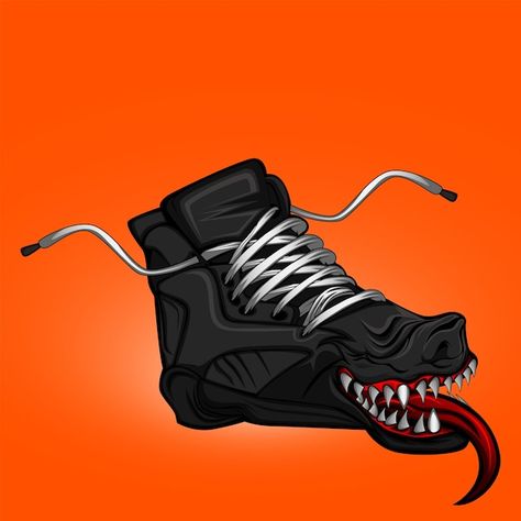 Monster shoe | Premium Vector #Freepik #vector #logo #sport #cartoon #fitness Samurai Clothing, Warrior Logo, Aphrodite Goddess, Angry Dog, Samurai Helmet, Wolf Face, Esports Logo, Logo Sport, Sport Player