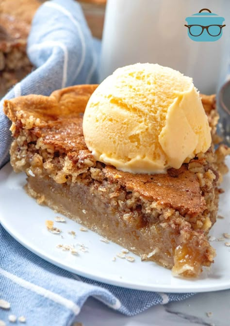 Blue Ribbon Pie Recipes, Oatmeal Pie Recipe, Strawberry Rhubarb Cobbler, Baked Apple Oatmeal, Oatmeal Pie, Smores Dessert, Frozen Pie Crust, Slice Of Pie, Cooking Oatmeal