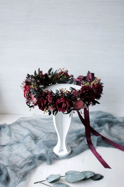 Burgundy flower girl headband, Boho flower crown, Toddler flower crown, Mauve flower headpiece, Custom crown, Burgundy flower crown Burgundy Flower Crown, Yellow Flower Crown, Black Flower Crown, Flower Girl Hair Piece, Fall Flower Crown, Red Flower Crown, Bridesmaid Crown, Gothic Flowers, Festival Headpiece