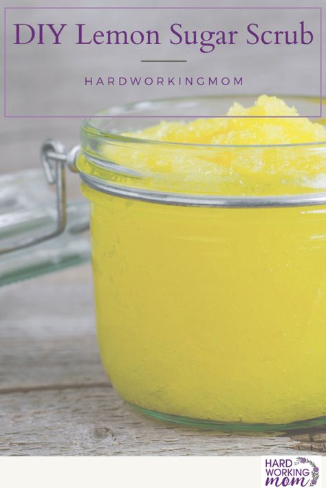 DIY Lemon Sugar Scrub Lemon Scrub Diy, Citrus Sugar Scrub Recipe, Lemon Face Scrub, Lemon Lip Scrub, Sugar Body Scrub Recipe, Citrus Body Scrub, Lemon Facial, Easy Diy Body Scrub, Diy Facial Scrub