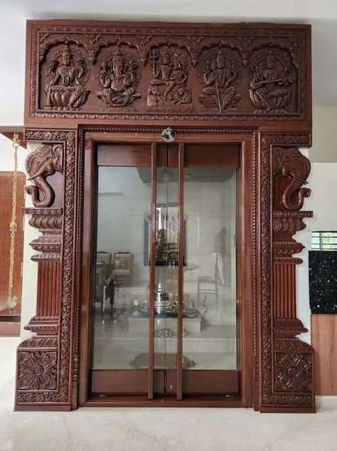 Temple Doors Indian, Enterence Door Design, Room Double Door Design, Pooja Mandir Door Designs, Room Wooden Door Design, Pooja Design, Pooja Door, Pooja Door Design, Pooja Decor