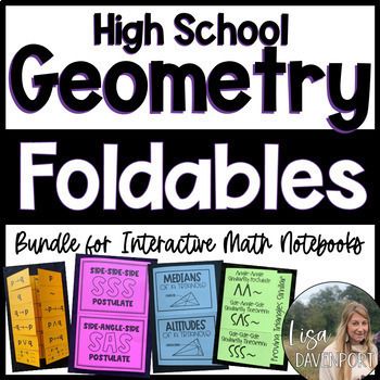 This geometry foldable notes bundle currently includes 120 foldables, perfect for use in a high school geometry course. Ideal for use in interactive notebooks! The current focus is on vocabulary, theorems/ postulates, and the use of algebra to solve geometry problems. It will provide a fun and in... Teaching Geometry High School, Geometry Notes High School, Geometry Classroom, Geometry Interactive Notebook, Midpoint Formula, High School Geometry, Geometry Notes, Math Bingo, Math Foldables