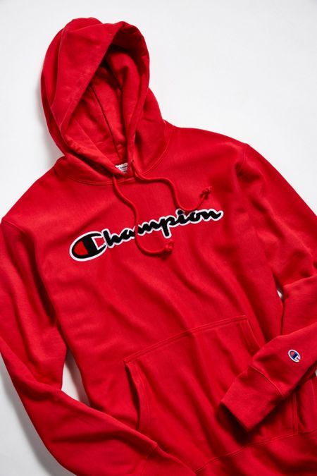 Champion Chenille Embroidered Logo Hoodie Sweatshirt Red Champion Hoodie, Best Hoodies For Men, Champion Hoodie Mens, Champion Clothing, Stylish Hoodies, Trendy Hoodies, Mens Fashion Smart, Champion Hoodie, Boys Hoodies