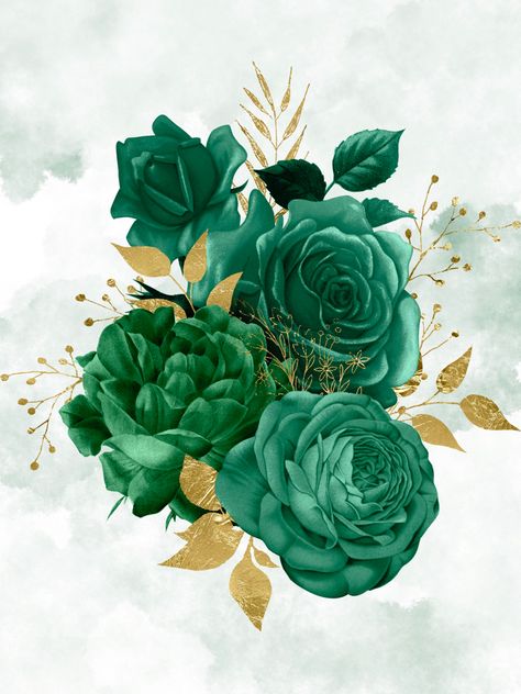 Gold Glitter Wedding, Green Wedding Flowers, Green Invitations, Emerald Green Weddings, Flower Graphic Design, Glitter Wedding Invitations, Flowers Png, Floral Border Design, Floral Poster