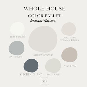 Whole House Paint Concepts Modern Palette Sherwin Williams - Etsy Australia Interior Paint Schemes, Interior Paint Color, Interior Paint Palettes, Modern Paint Colors, Home Paint Color, Modern Palette, Farmhouse Paint Colors, Sherwin Williams Colors, House Color Palettes