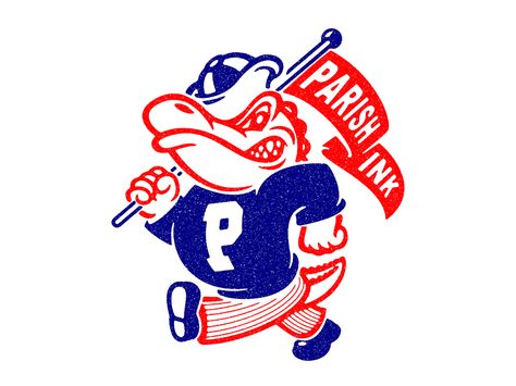 Parish Ink Mascot by Bram Johnson Creative Business Logo, Logos Vintage, Logos Retro, Inspiration Logo Design, Cartoon Mascot, Wallpaper Retro, Logos Ideas, Logo Project, 캐릭터 드로잉