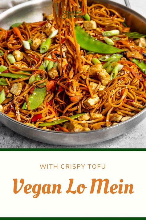 Vegan Chinese Takeout Recipes, Vegan Rice Noodle Stir Fry, Vegan Noodles Asian, Rice Noodle Lo Mein, Vegetarian Lo Mein Recipe, Vegan Vegetable Lo Mein, Noodle Vegan Recipes, Vegan Japanese Noodle Recipes, Tofu Stir Fry Recipe Noodles