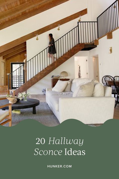 From flush mount options that offer subtle illumination to large wall lights that can brighten the darkest of spaces, there's no denying that hallway sconces are an important part of a well-designed lighting plan. #hunkerhome #hallwaylighting #hallwaysconce #hallwaysconceideas Wall Sconces Going Up Stairs, Wall Sconces Stairway Staircases, Sconces Stairway Wall, Stairwell Wall Lighting, Wall Sconces Stairway, Wall Sconces Hallway, Stairway Lighting Ideas, Hallway Wall Sconces, Hallway Sconces