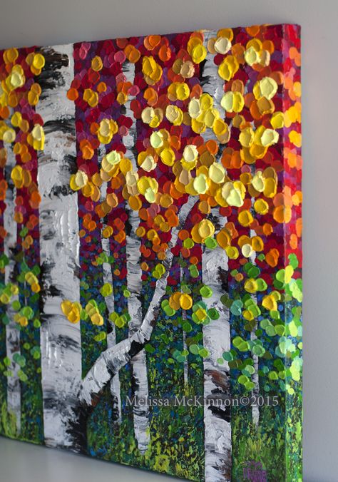 Melissa Mckinnon, 자작나무 그림, Colourful Paintings, Bright Colors Art, Fall Tree Painting, Canadian Prairies, Tree Painting Canvas, Birch Tree Art, Birch Tree Painting