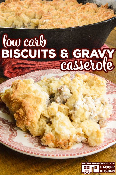 Low Carb Biscuits, Biscuits And Gravy Recipe, Carbquik Recipes, Gravy Casserole, Biscuits And Gravy Casserole, Low Carb Soup Recipes, Low Carb Biscuit, Low Fat Low Carb, Oven Recipe