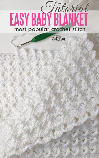 Easy Crochet Baby Blanket Free Pattern, Crochet Baby Blanket Tutorial, Stitches Knitting, Baby Blanket Tutorial, Crochet Baby Blanket Beginner, Baby Afghan Crochet Patterns, Crochet Baby Blanket Free Pattern, Crochet Blanket Pattern Easy, Popular Crochet