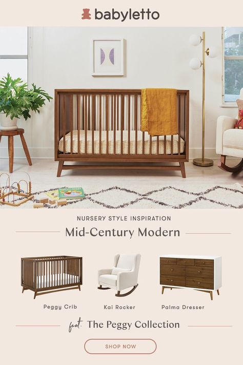 Mid Century Nursery Boy, Sustainable Nursery, Modern Baby Furniture, Modern Baby Cribs, Modern Girl Nursery, Mid Century Baby, Modern Boy Nursery, Mid Century Modern Nursery, Mid Century Nursery