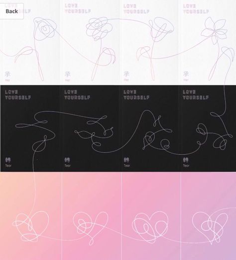 LOVE YOURSELF SERIES Love Yourself Album, Bts Tattoos, Bts Theory, Pola Sulam, Bts Love Yourself, Bts Merch, Bts Lyric, Bts Drawings, Epiphany