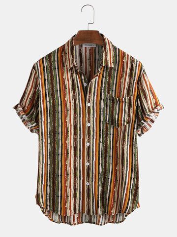 I found this amazing Mens Casual Cotton Striped Patch Pocket Short Sleeve Shirts with US$21.99,and 14 days return or refund guarantee protect to us. --Newchic Vintage Striped Shirt, Striped Shirt Men, Mens Stripes, Linnet, Beach Shirts, Striped Shorts, Shorts With Pockets, Collar Shirts, Striped Shirt