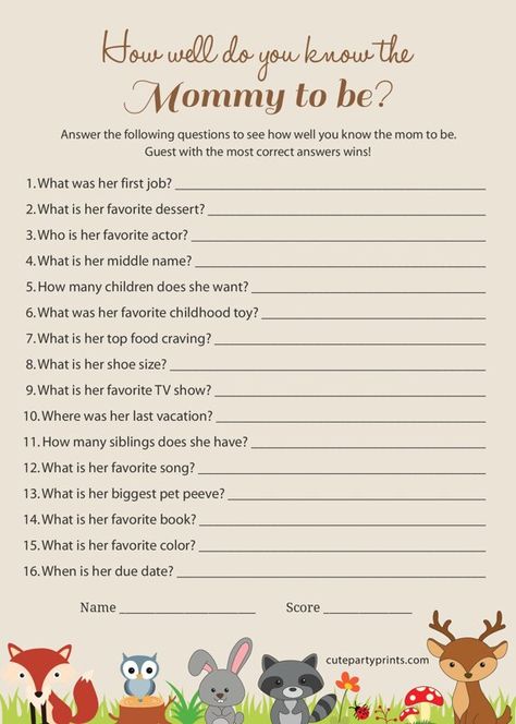 Who knows the Mommy Best | Woodland Baby Shower Games Printable Who Knows Mommy Best Baby Shower Game, Woodland Baby Shower Games, Shower Activities, Cow Baby Showers, Baby Shower Games Printable, Who Knows Mommy Best, Games Printable, Baby Bunny, Printable Baby Shower Games