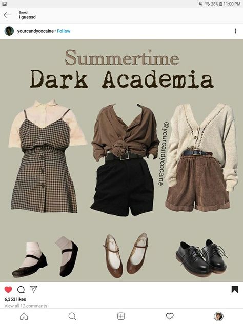 Dark Academia Fits Summer, Academiacore Outfit, Summer Academia Outfits Plus Size, Dark Academia Spring Outfit, Dark Academia Style Summer, Fairy Academia Outfit, Summer Academia Outfits, Summer Dark Academia Outfit, Academia Aesthetic Outfit Summer