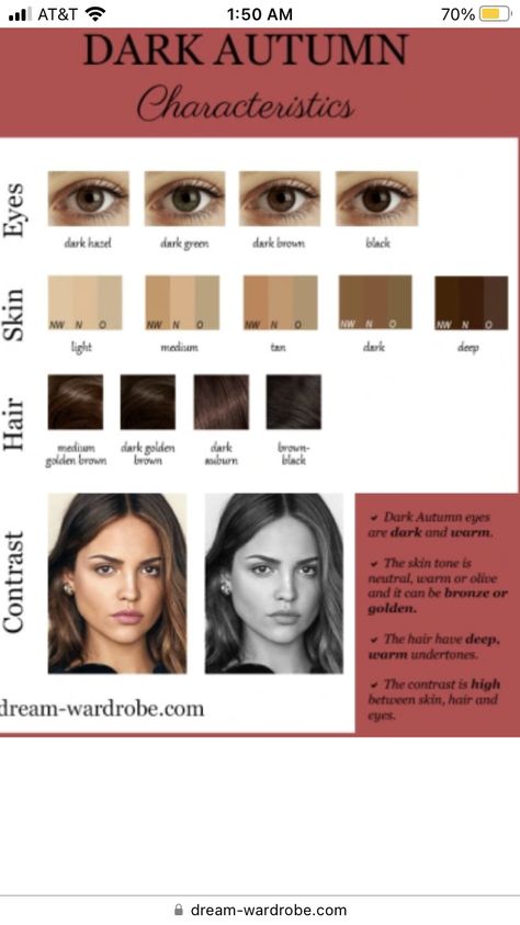 Dark Autumn Hair Color Chart, Dark Autumn Hair, Dark Autumn Hair Color, Autumn Hair Color, Autumn Hair, Medium Brown Hair, Hair Color Chart, Dark Autumn, Personal Color