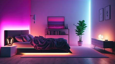 Room With Led Lights, Hue Light, Philips Hue Lights, Scene Bedroom, Philips Hue, Hue Philips, Smart Lighting, Buying Guide, Aesthetic Room